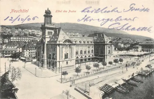 Neuchatel Hotel des Postes Postkarte AK 1906