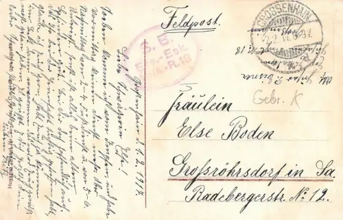 Husaren-Patrouille Patriotika Feldpost AK Grossenhain 1917