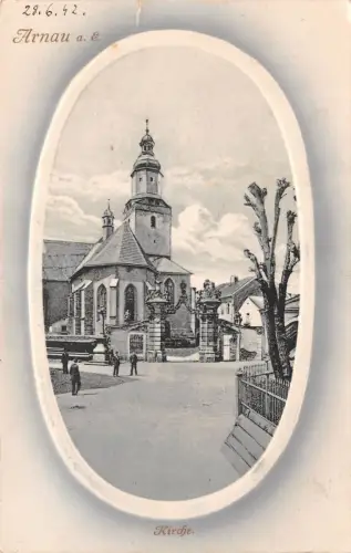 Kirche in Arnau an der Elbe Sachsen Postkarte AK 1943