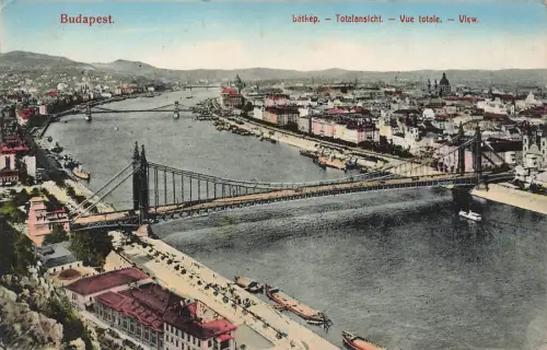 Totalansicht mit Brücke von Budapest Ungarn Postkarte AK 1915