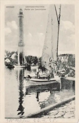 Partie am Leuchtturm Seebad Osternothafen Pommern Postkarte AK