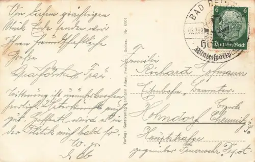 Blaue Quelle in Bad Reinerz Duszniki-Zdrój Schlesien Postkarte AK 1939