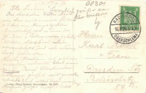 Sommerfrische Radiumbad Oberschlema im Erzgebirge Sachsen Postkarte AK 1926