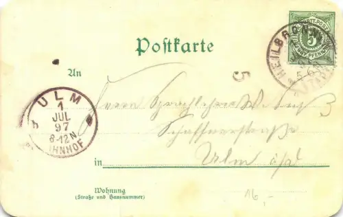 Gruss vom Heilbronner Rathskeller Baden-Württemberg Postkarte AK 1897