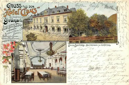 GRUSS aus Hotel Claus GRÜNA CHEMNITZ Gasthof AK 1906