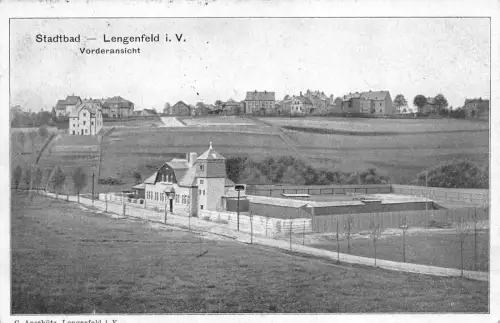 Stadtbad Lengenfeld i. V. Vorderansicht Postkarte 1913