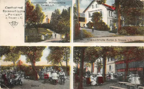Gasthof und Sommerfrische Perlas bei Treuen Vogtland Sachsen Postkarte AK 1922