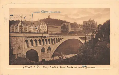 Plauen Vogtland Friedrich August Brücke AK 1910