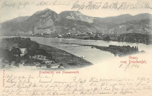 Gruss vom Drachenfels Nonnenwerth Postkarte AK 1902