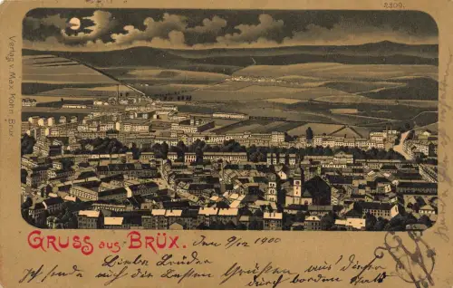 Stadtansicht Gruss aus Brüx Böhmen Postkarte AK 1900