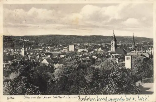 Blick von der oberen Schillerstraße auf Gera Thüringen Postkarte AK 1937
