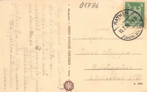 Partie an der Elbe mit Dampfer und Schloss Sonnenstein Pirna Sachsen AK 1926