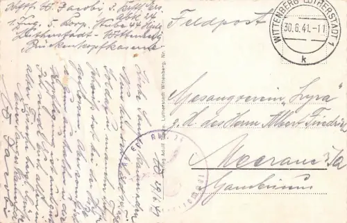 Blick von Stadtkirche Lutherstadt Wittenberg Sachsen-Anhalt Postkarte AK 1941