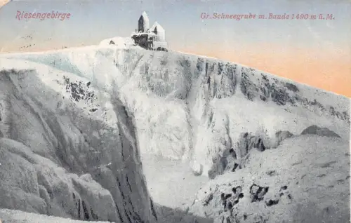 Riesengebirge Gr. Schneegrube m. Baude 1490 m Postkarte AK 1931