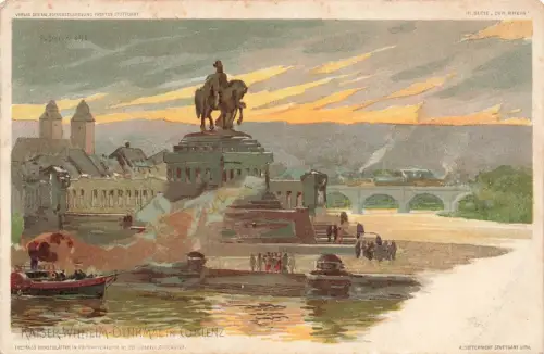 Blick auf Kaiser Wilhelm Denkmal in Coblenz Rheinland-Pfalz Postkarte AK
