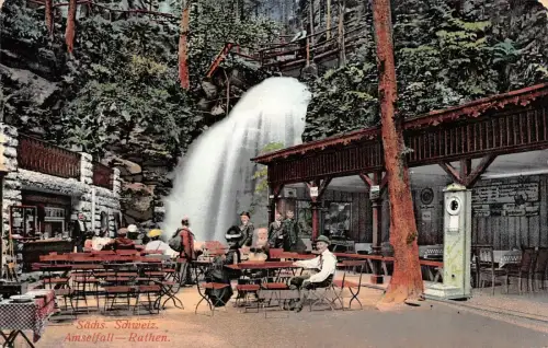 Sächs. Schweiz Amselfall Rathen Postkarte AK 1918