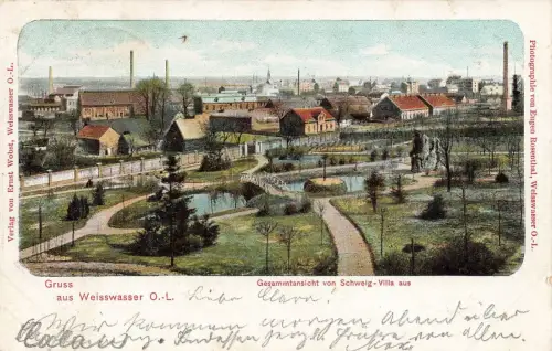 Gruss aus Weisswasser O.L. Gesamtansicht von Schweig-Villa aus Sachsen AK 1907
