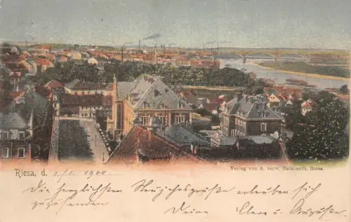 Riesa Ansicht Elbe Postkarte AK 1900