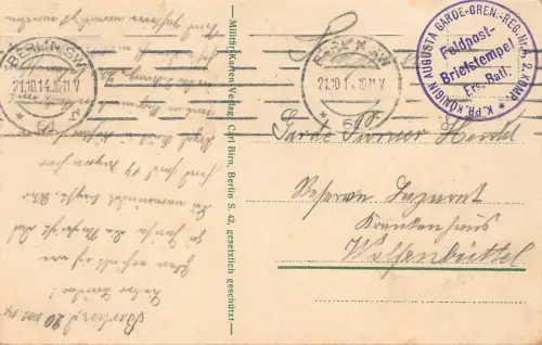 REGIMENTSKARTE- BERLIN - Garde-Grenadier-Regiment Nr.4 LITHO-AK 1914