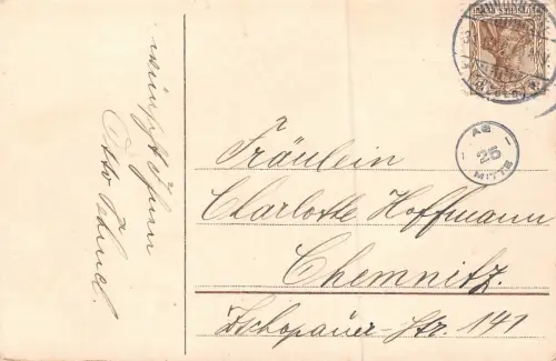 Neujahr Postkarte Engel mit Glückschweine 31.12.1909