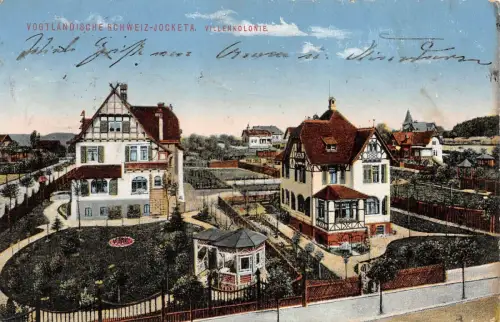 Villenkolonie in Jocketa Vogtländische Schweiz Sachsen Postkarte AK 1901