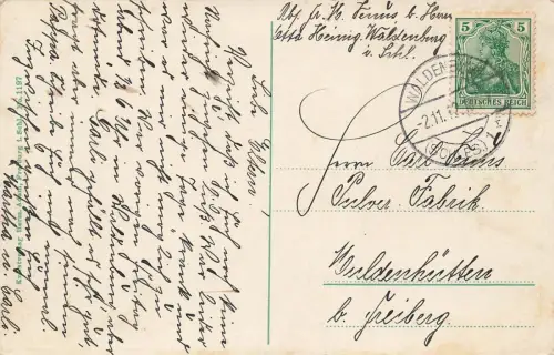 Partie mit Schillerbaude in Waldenburg Schlesien Postkarte AK 1912