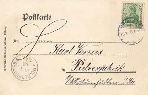 Obere Leopoldstrasse in Coburg Bayern Postkarte AK 1906