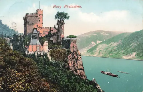Burg Rheinstein bei Trechtingshausen Rheinland-Pfalz Postkarte AK 1906