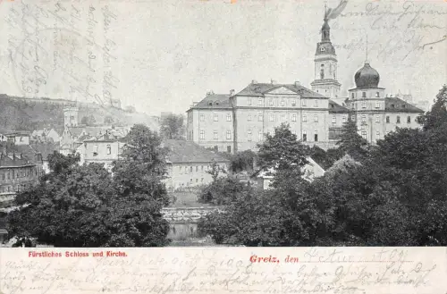 Greiz Fürstliches Schloss und Kirche Postkarte AK 1902