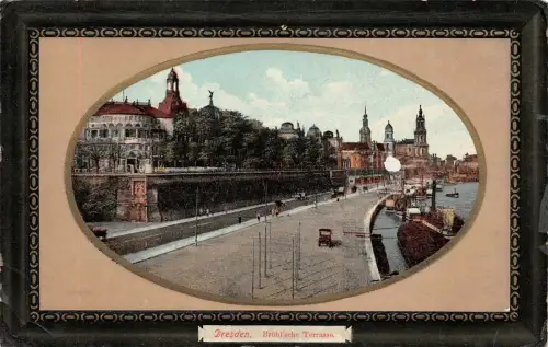 Dresden Brühl'sche Terasse Postkarte AK 1917
