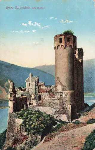 Burg Ehrenfels am Rhein Rüdesheim Hessen Postkarte AK 1906