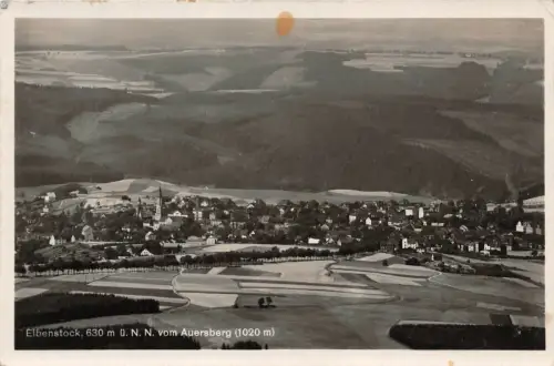Blick vom Auersberg Stadtansicht Eibenstock Erzgebirge Sachsen Postkarte AK 1933