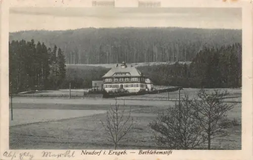 Bethlehemstift Neudorf im Erzgebirge Sachsen Postkarte AK 1928