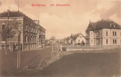 Am Amtsgericht in Reichenau Sachsen Postkarte AK