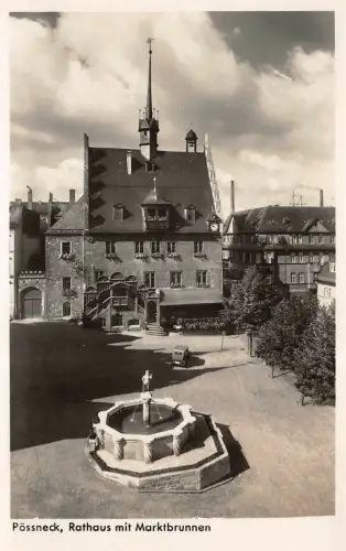 Pössneck Rathaus mit Marktbrunnen Postkarte
