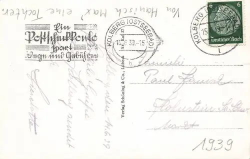 Hafeneinfahrt mit Lotsenstation Ostseebad Kolberg Pommern Postkarte AK 1939