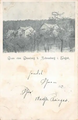 Gruss vom Gleesberg bei Schneeberg Erzgebirge Sachsen Postkarte AK 1901
