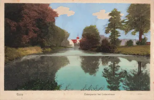 Elsterpartie bei Untermhaus in Gera Thüringen Postkarte AK 1912