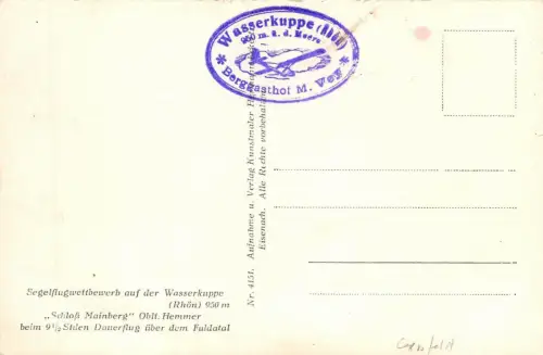 Segelflugwettbewerb auf der Wasserkuppe (Rhön) Postkarte AK