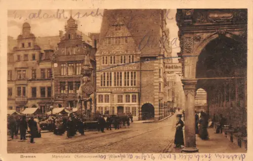 Bremen Marktplatz Ratscafe AK 1916