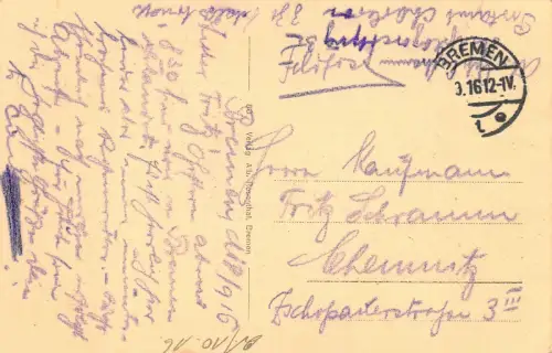 Bremen Marktplatz Ratscafe AK 1916