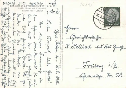 Bad Steben i. Frankenwald Stahl-, Moor- und Radiumbad AK 1938