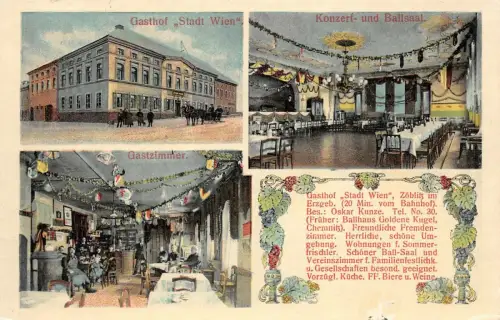 Gasthof ,,Stadt Wien,, in Zöblitz Erzgebirge Sachsen Postkarte AK 1953