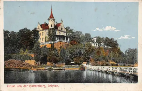 Gruss von der Gattersburg bei Grimma Sachsen Postkarte AK 1917