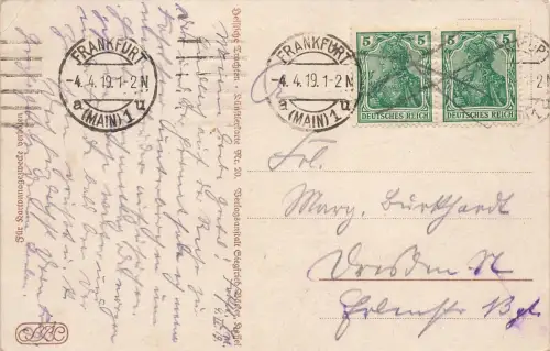 Soldat mit EK2 zurück in der Heimat Überrascht Mädchen Postkarte AK 1919