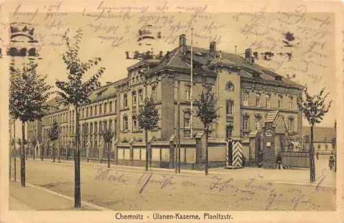 Chemnitz Sachsen Ulanen - Kaserne , Planitzstrasse Postkarte 1918