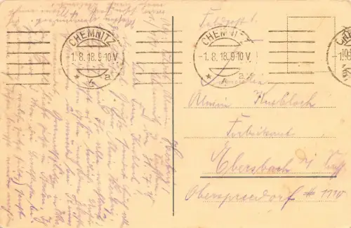 Chemnitz Sachsen Ulanen - Kaserne , Planitzstrasse Postkarte 1918