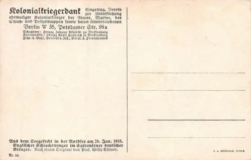 Englischer Schlachtkreuzer im Feuer deutscher Kreuzer Willy Stöwer Patriotika AK