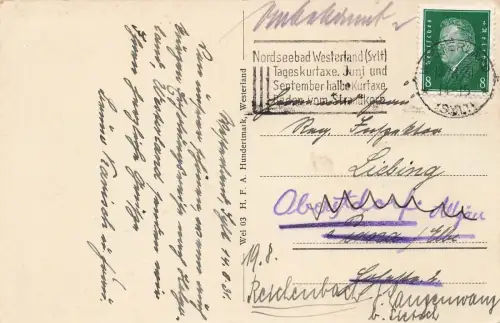 Nordseebad Westerland Postkarte AK 1931