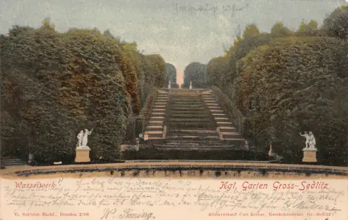 Königlicher Garten und Wasserwerk Groß Sedlitz Erzgebirge Sachsen AK 1903
